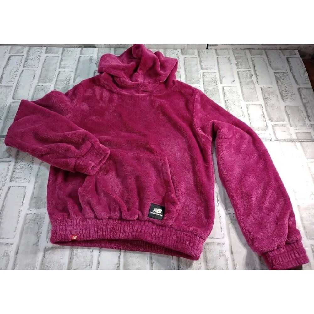 New Balance Kids Girls Pink Sherpa Hoodie Fuzzy Pullover Size Sz L (14/16) - Picture 11 of 11
